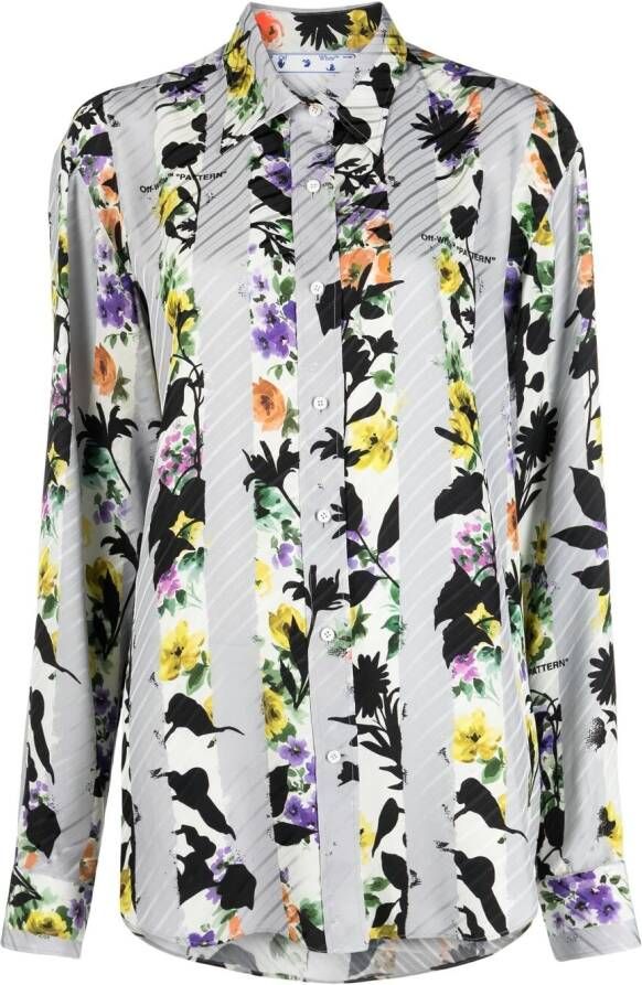 Off-White Blouse met bloemenprint Grijs