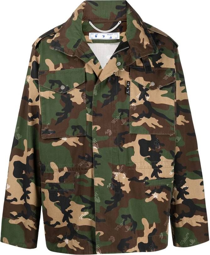 Off-White Bomberjack met camouflageprint Groen