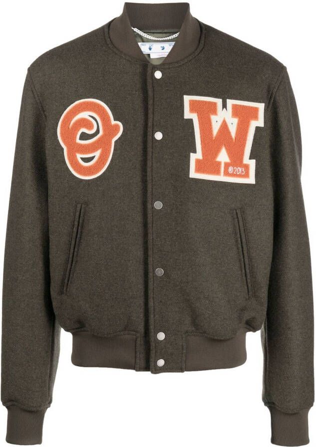 Off-White Bomberjack met logopatch Groen