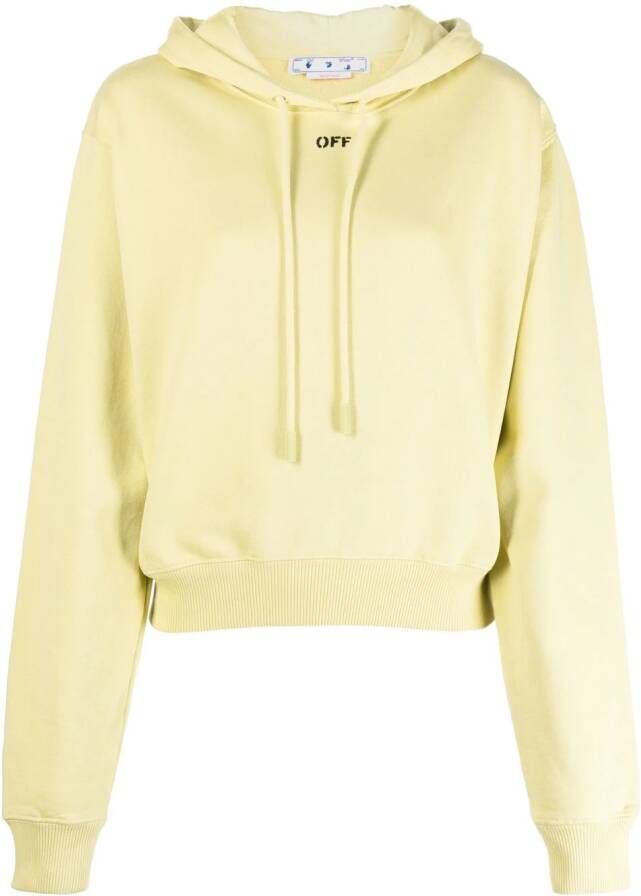 Off-White Cropped hoodie Geel