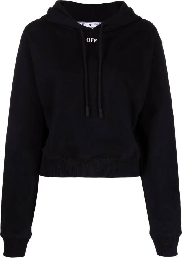 Off-White Cropped hoodie Zwart