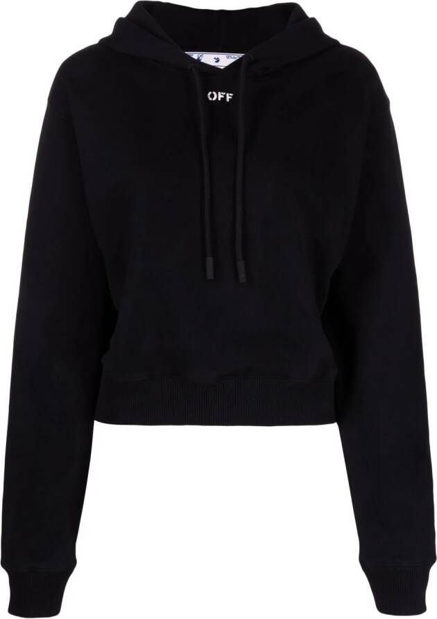 Off White Trendy Zwart Sweatshirt met Logo Print Black Dames