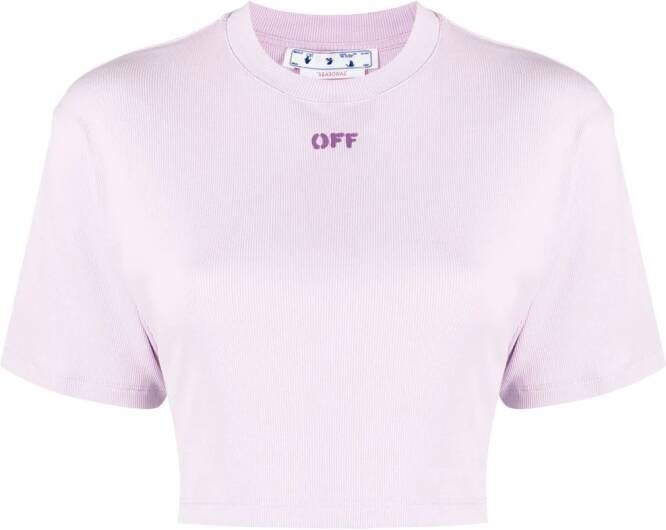 Off-White Cropped T-shirt Roze