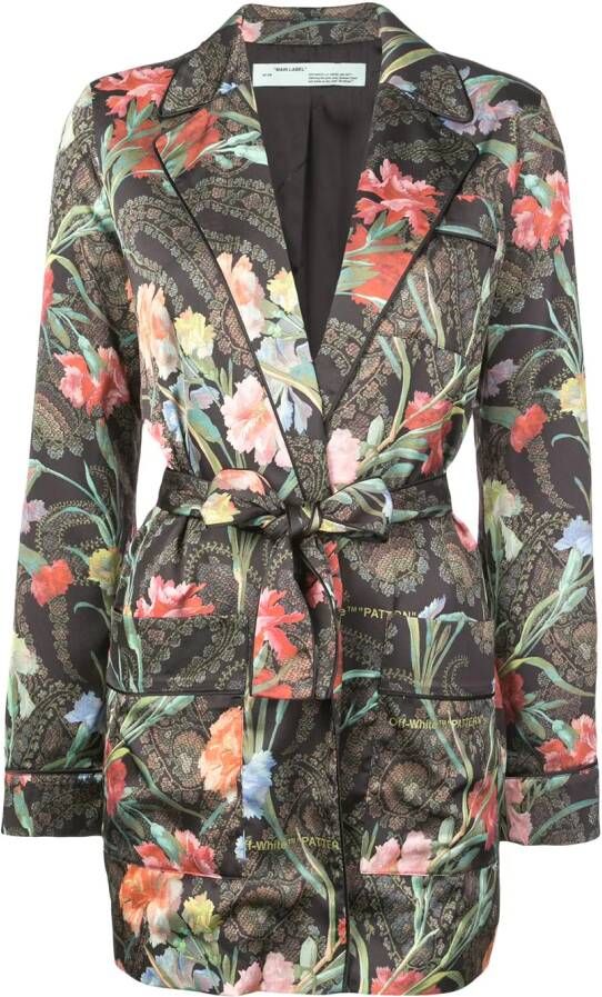 Off-White gebloemde jas met bloemen Zwart