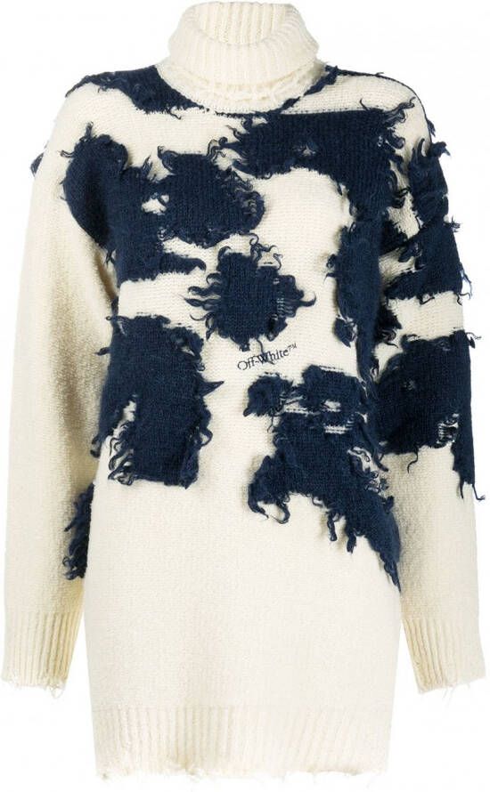 Off White Wol Zijde Pullover Vernietigd Effect Vrouwen Multicolor Dames