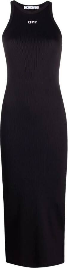 Off-White Geribbelde midi-jurk 1001 BLACK WHITE