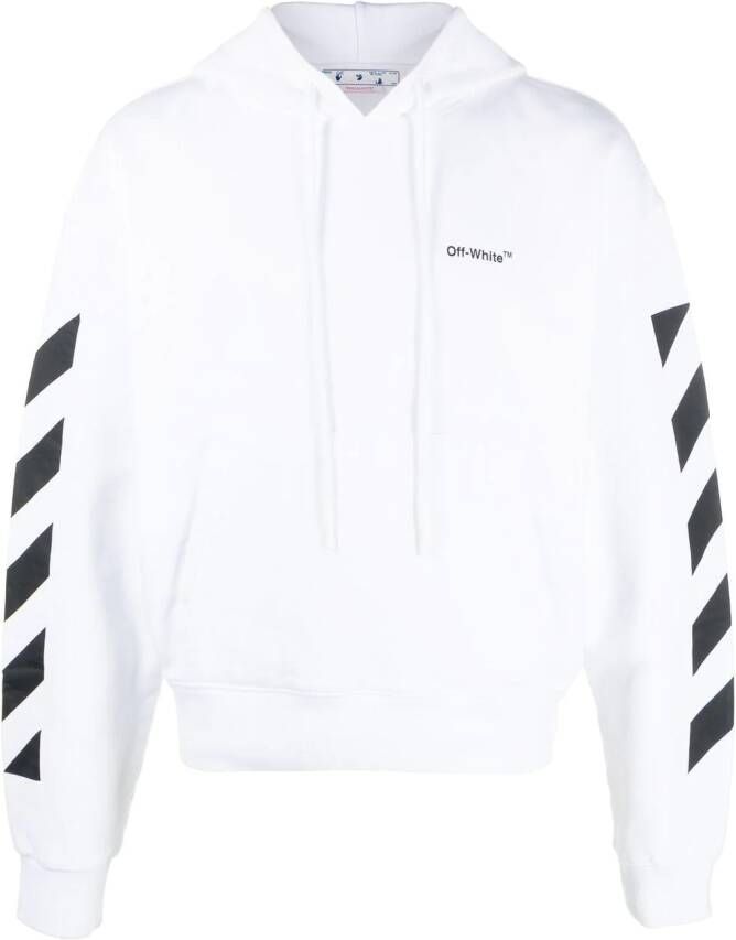 Off-White Gestreepte hoodie Wit