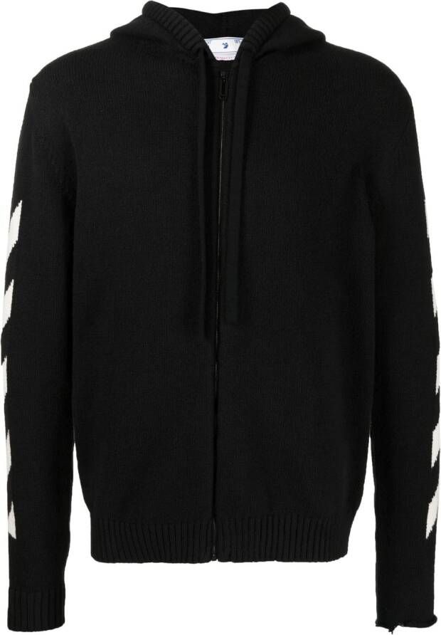 Off-White Gestreepte hoodie Zwart