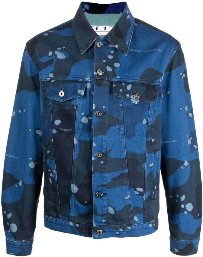 Off-White Jack met camouflageprint Blauw