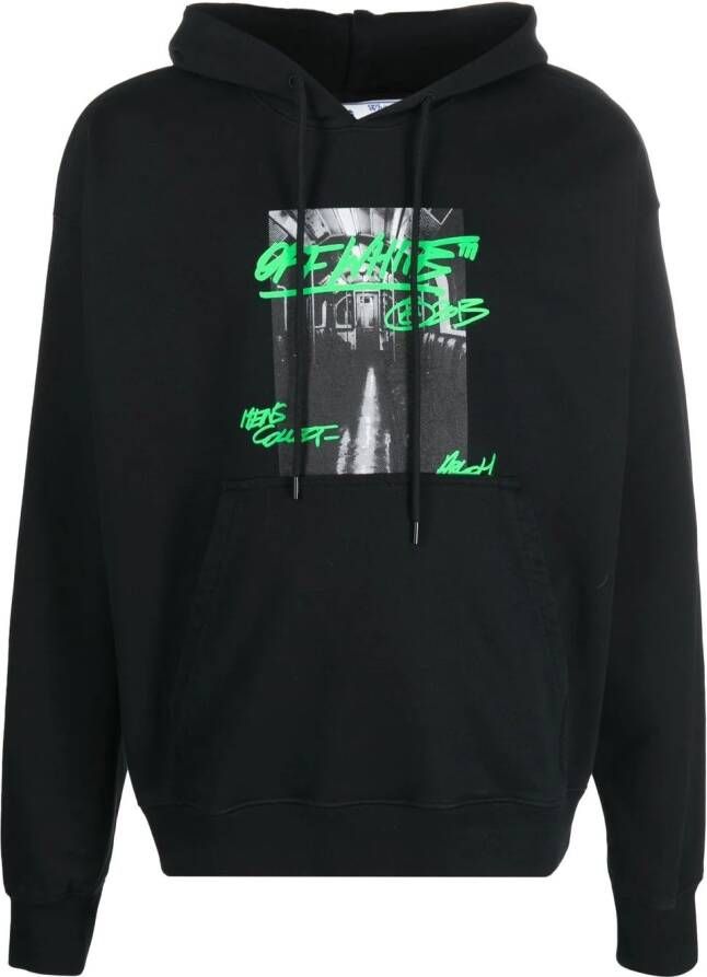 Off-White Katoenen hoodie Zwart