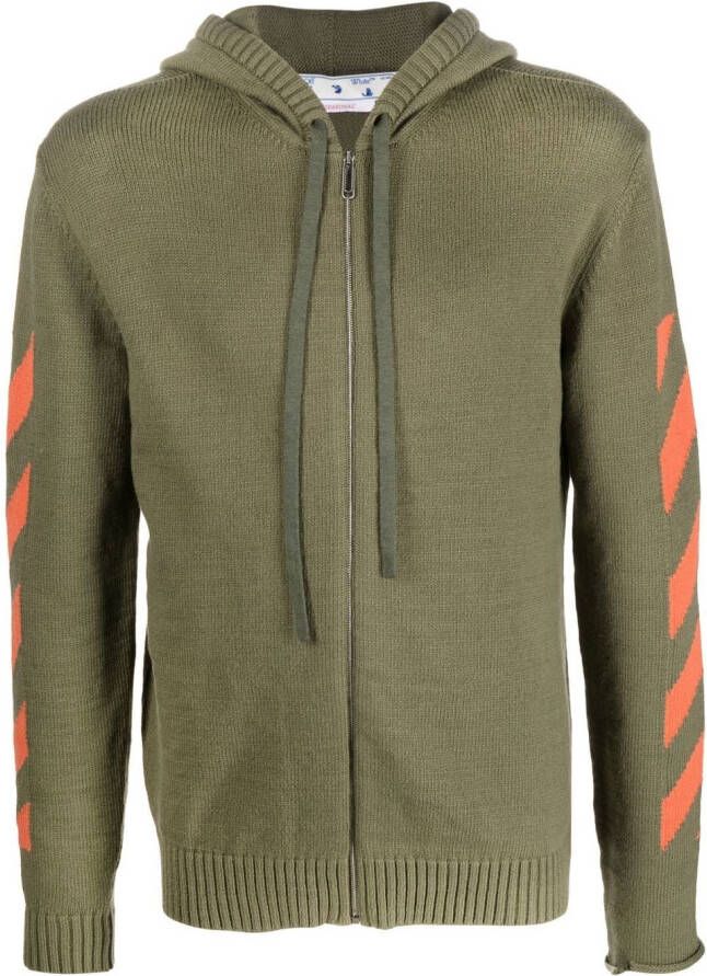Off-White Gebreide hoodie Groen