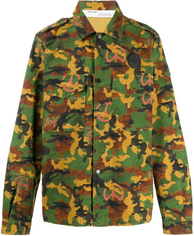 Off-White Overhemd met camouflageprint Groen