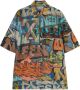Off White Graffiti Print Korte Mouw Overhemd Multicolor Heren - Thumbnail 1