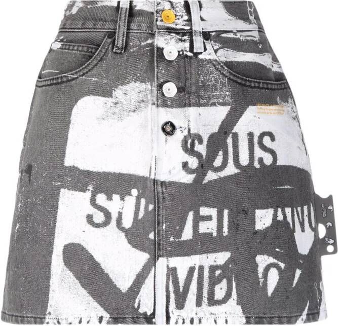 Off-White Rok met grafische print Zwart