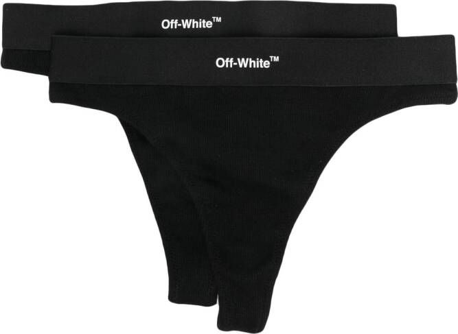 Off-White Set van twee slips met logoprint Zwart