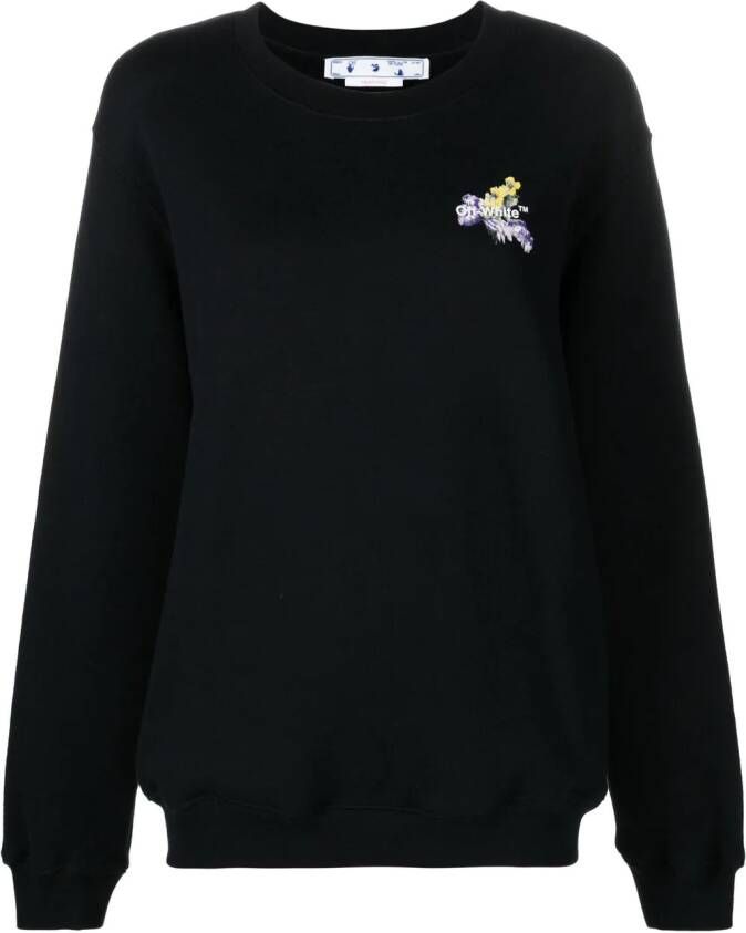 Off-White Sweater met bloemenprint Zwart