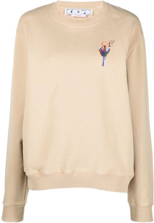 Off-White Sweater met geborduurd logo Beige