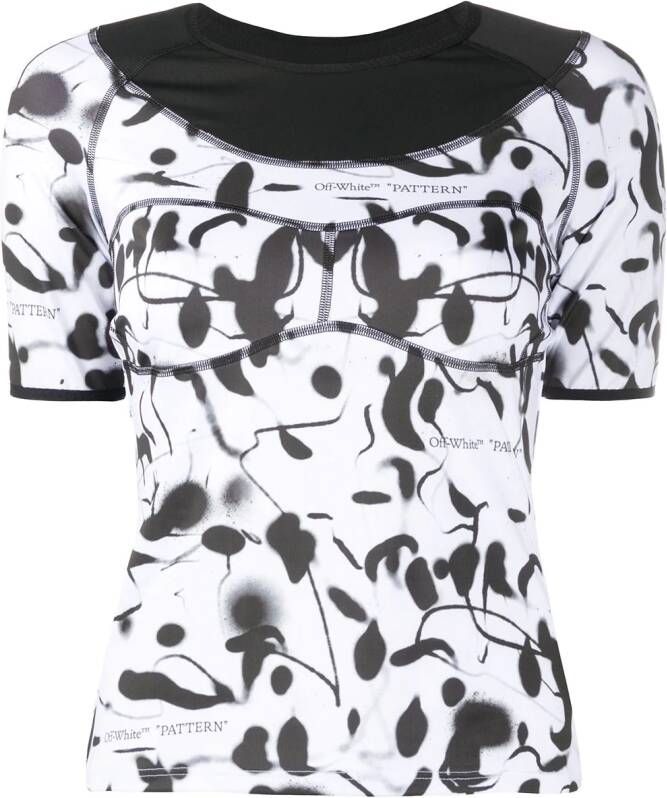 Off-White T-shirt met abstracte print Wit