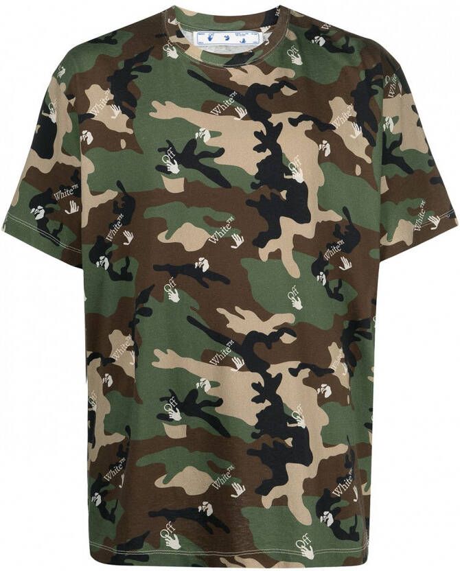 Off-White T-shirt met camouflageprint Groen