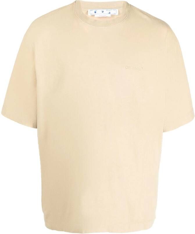 Off-White T-shirt met Diag-detail Beige