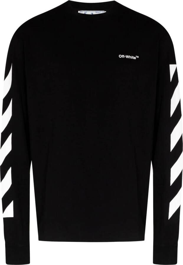 Off-White T-shirt met grafische mouwen Zwart