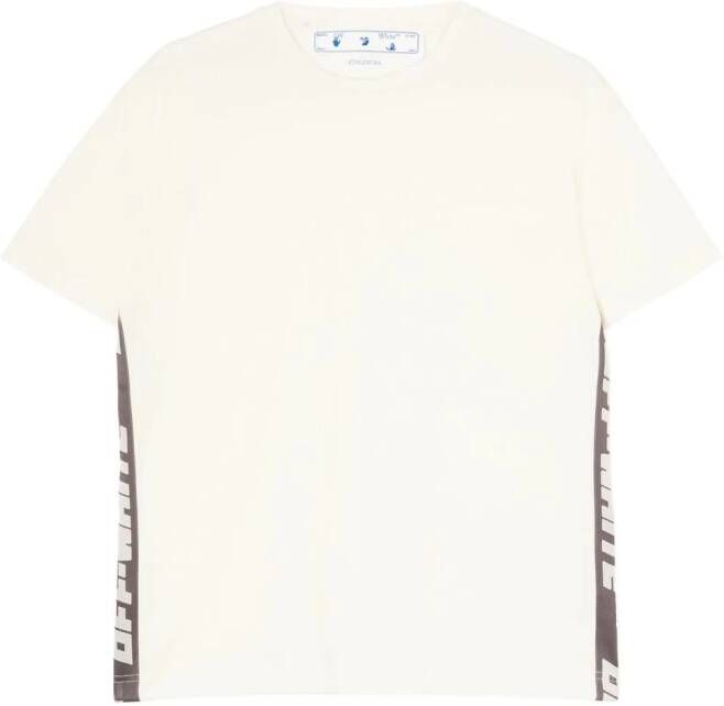 Off-White T-shirt met logoband Beige