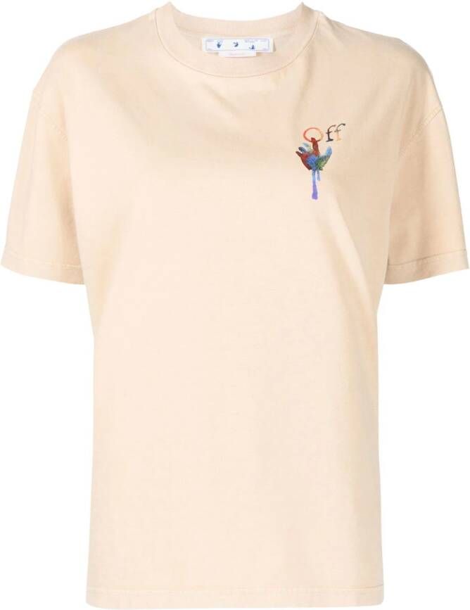Off-White Katoenen T-shirt met logoprint Geel