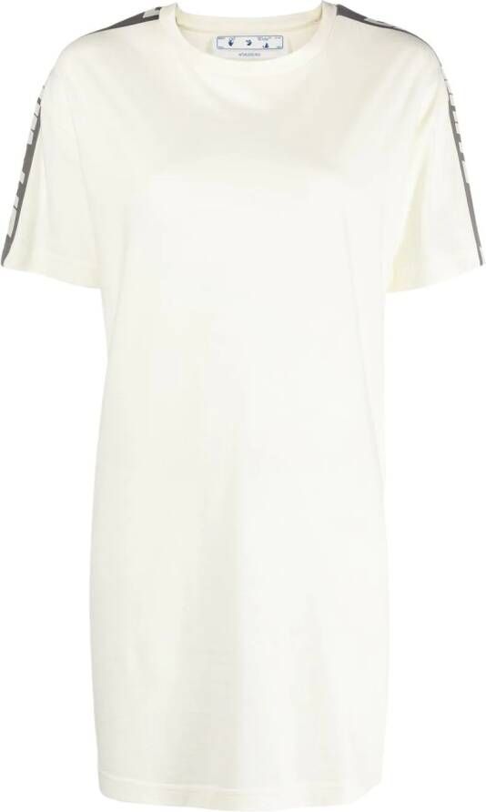 Off-White T-shirtjurk met zijstreep Beige