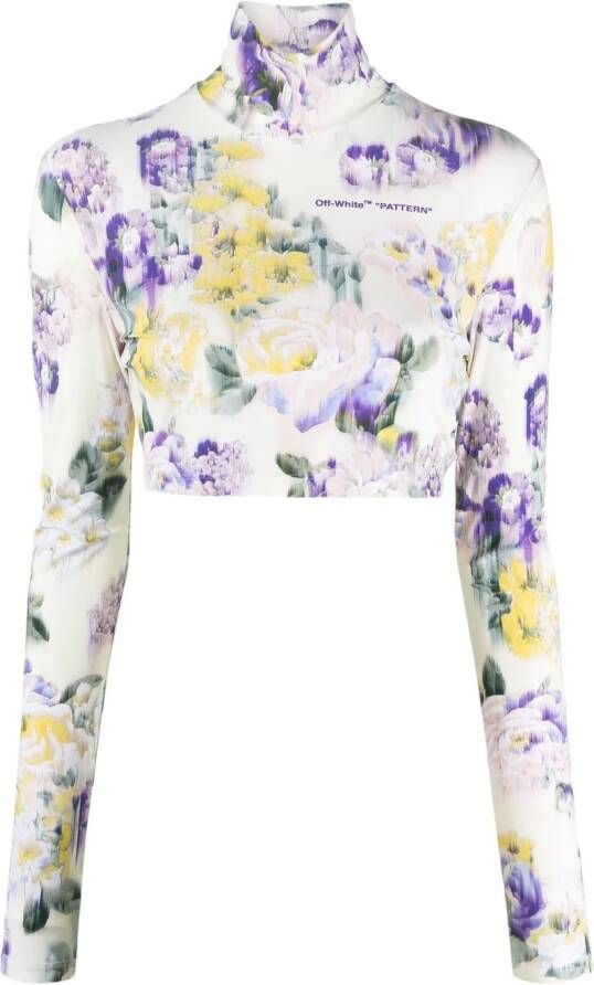 Off-White Top met bloemenprint Groen