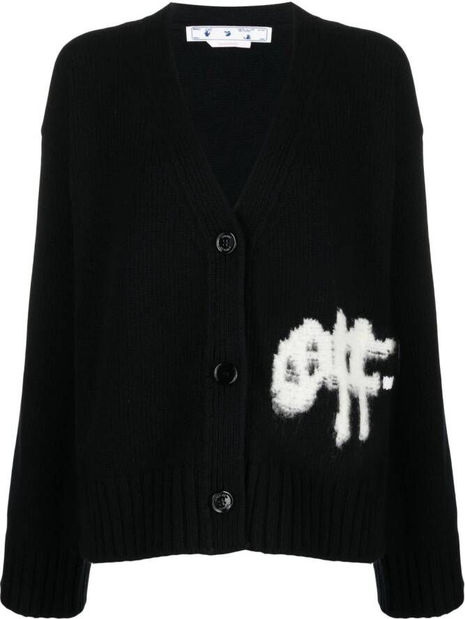 Off-White Vest met intarsia logo Zwart