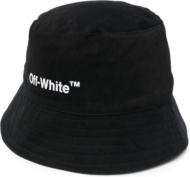 Off White Bucket Hat With Logo Zwart Heren