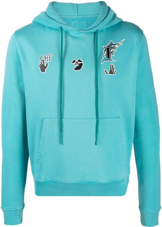 Off-White x MLB Florida Marlins hoodie met logoprint Blauw