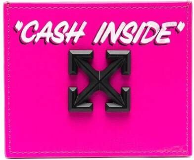 Off-White Pasjeshouder met quote Roze