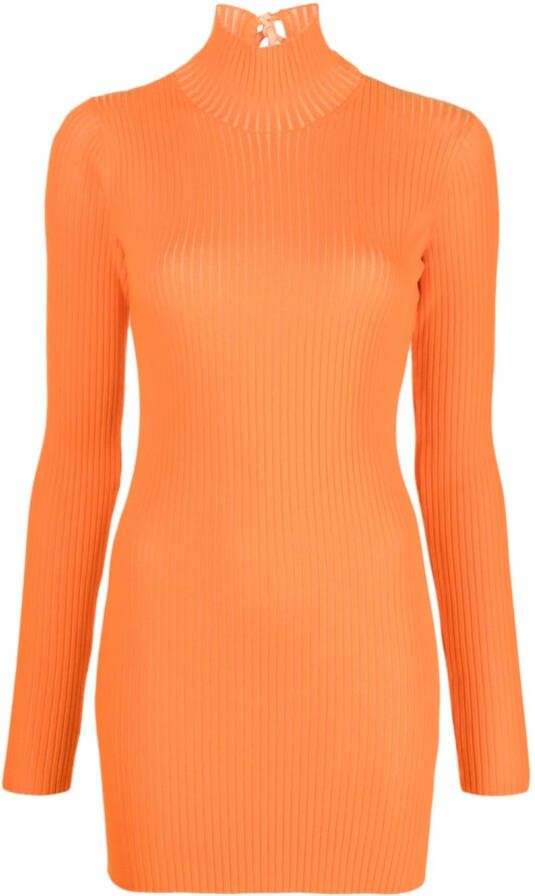 Off-White Geribbelde mini-jurk Oranje