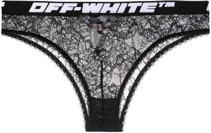 Off-White Slip met logoband Zwart