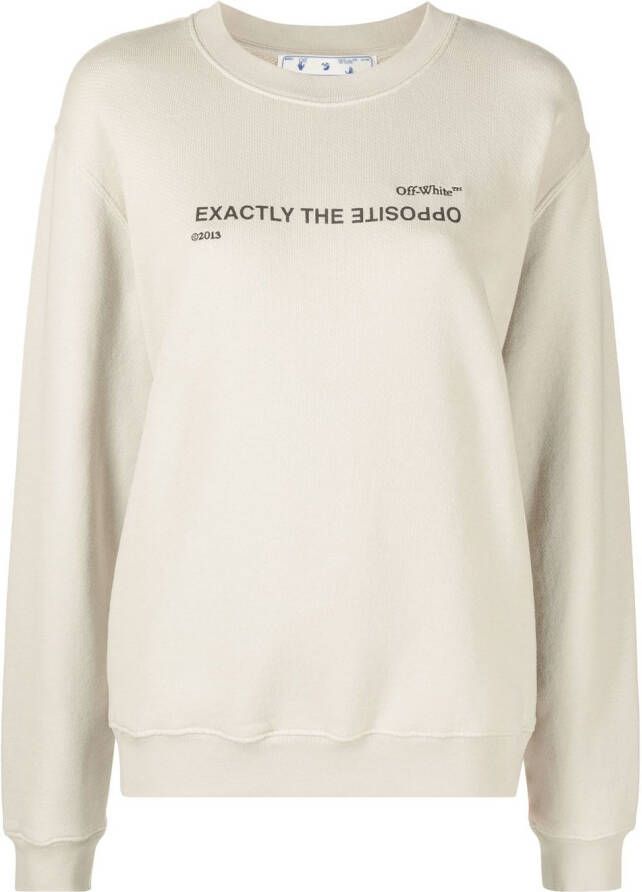 Off-White Sweater met tekst Beige