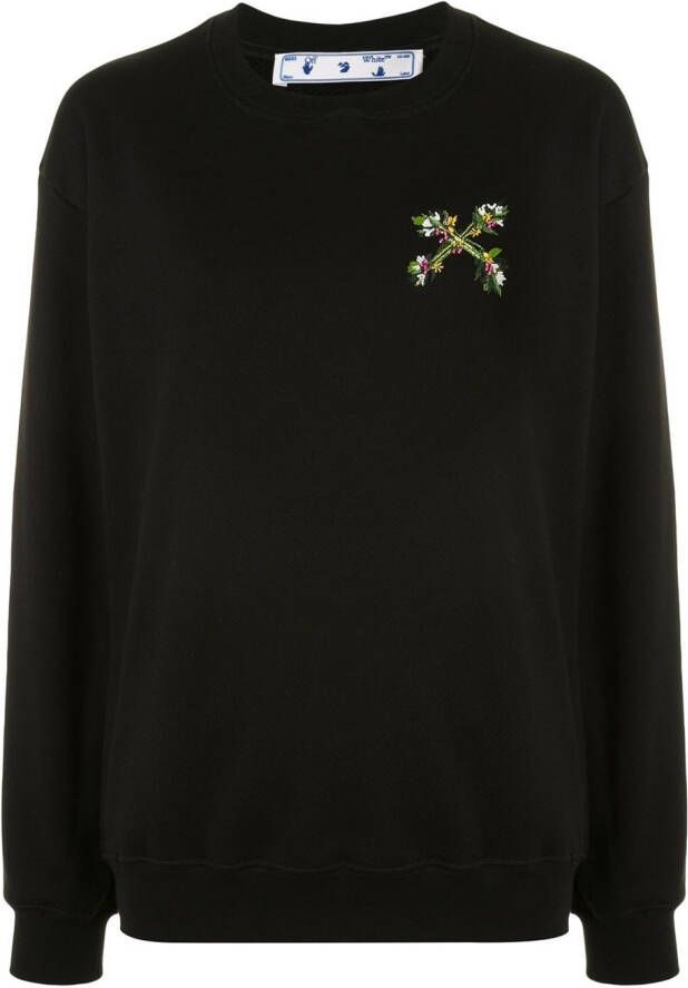 Off-White Sweater met bloemenprint Zwart