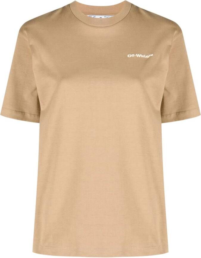 Off-White T-shirt met geborduurd logo Bruin