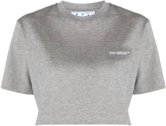 Off-White T-shirt met geborduurd logo Grijs