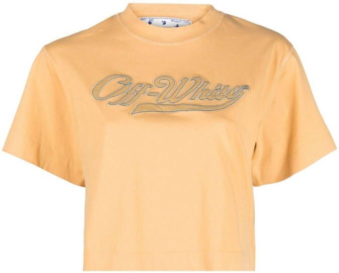 Off-White T-shirt met geborduurd logo Oranje