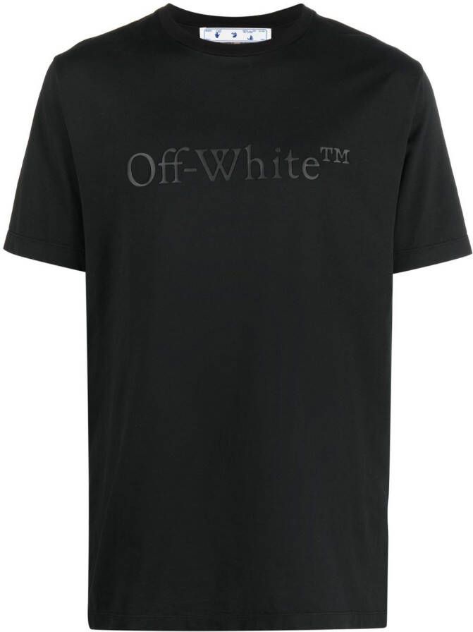 Off-White T-shirt met logo-reliëf Zwart