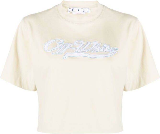 Off-White T-shirt met logoprint Beige