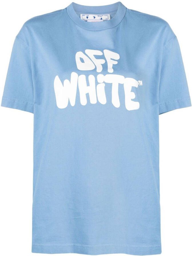 Off-White T-shirt met logoprint Blauw