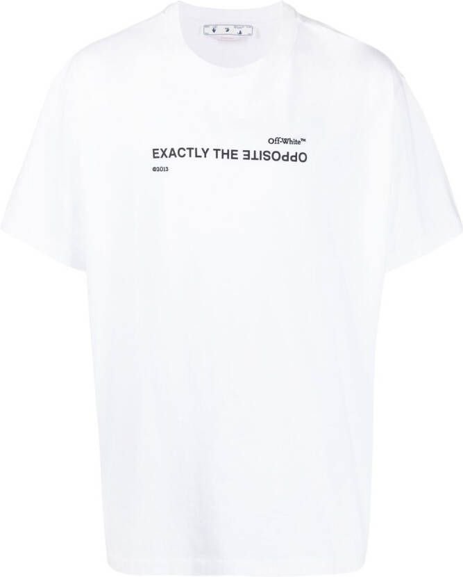 Off White Heren Spiral Opposite T-Shirt Wit White Heren