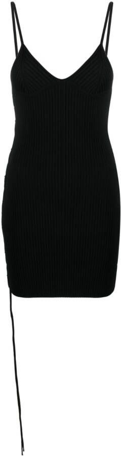 Off-White Geribbelde mini-jurk Zwart