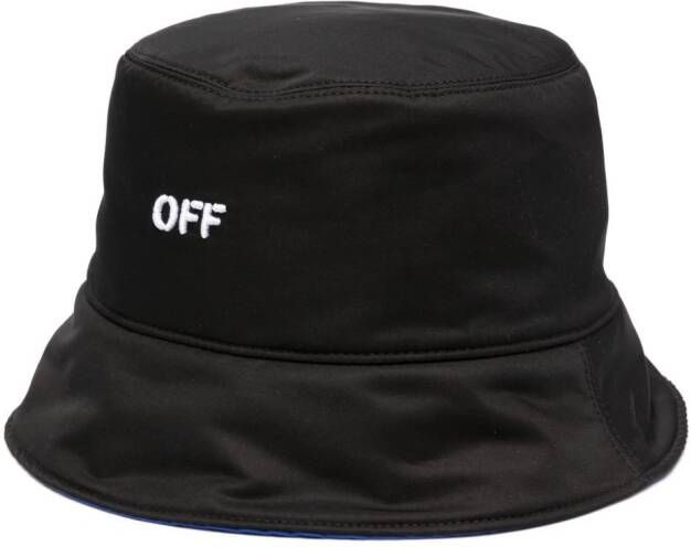 Off White Omkeerbare bucket hoed met geborduurde tekst Black Heren