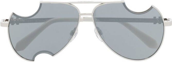 Off-White Eyewear Zonnebril met piloten montuur Zilver