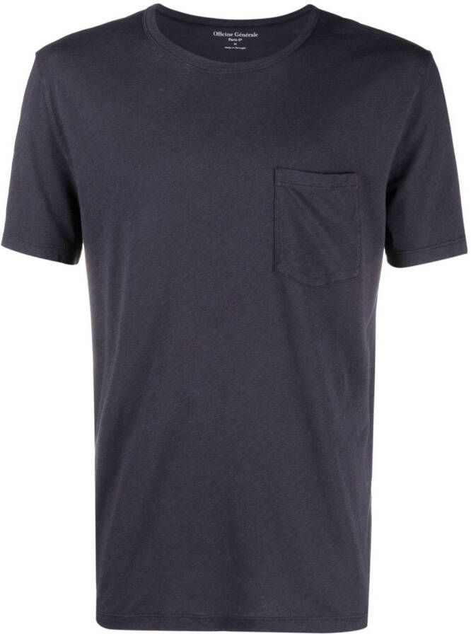 Officine Generale T-shirt met borstzak Blauw