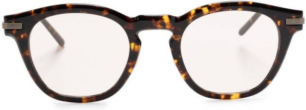 Oliver Peoples Bril met schildpadschild design Bruin