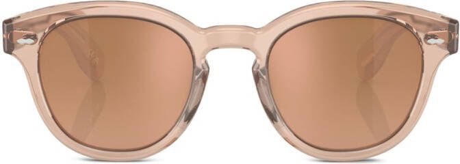 Oliver Peoples Cary Grant zonnebril met rond montuur Roze